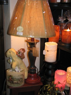 red and black table lamp