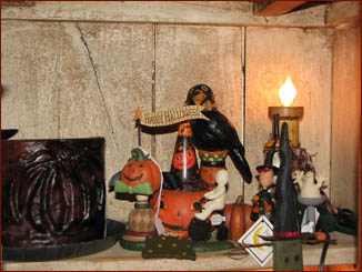 Pumpkins and figurines